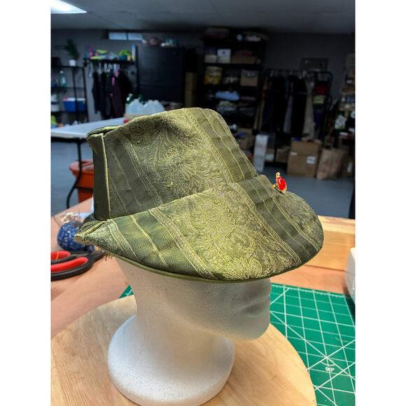 Upcycled Olive Green Brocade Bucket Hat XS (21”) | Tassel Detail | Ladybug main image 4